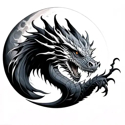 Dragon And Moon