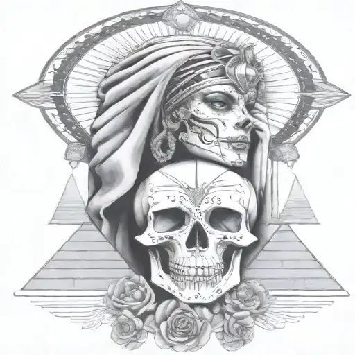 Pharoh Goddess With Diamonds And Skull