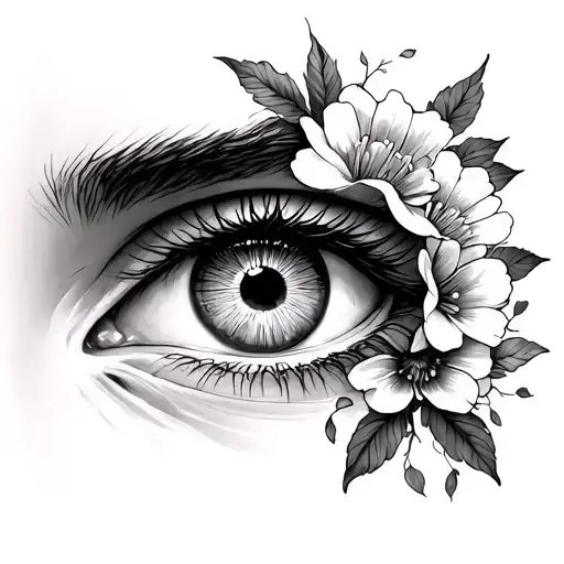 An Eye With Flowers On Full Arm Sleeve