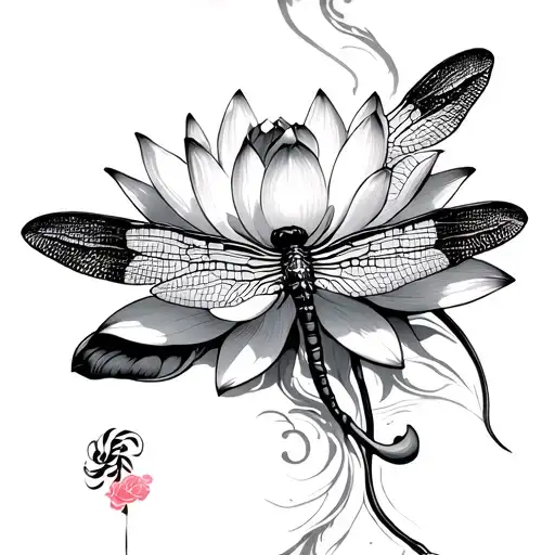 Lotus And Dragonfly