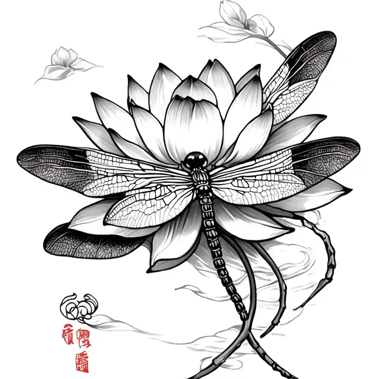 Lotus And Dragonfly