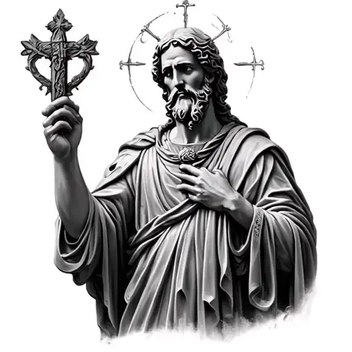 An Arm Sleeve In Gothic Style Featuring A Statue Of Pelagius Of Asturias