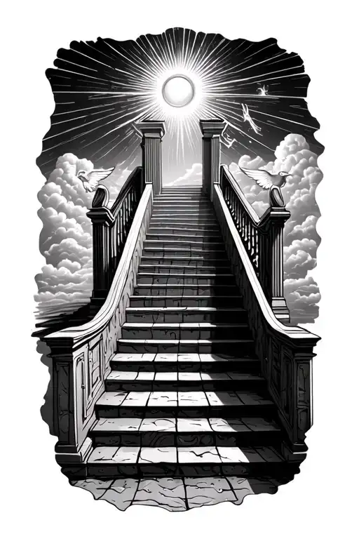 Stairway To Heaven Walking Up Stairs Angels Sun Rays Clouds Heaven Gate At The Top Of The Stairs