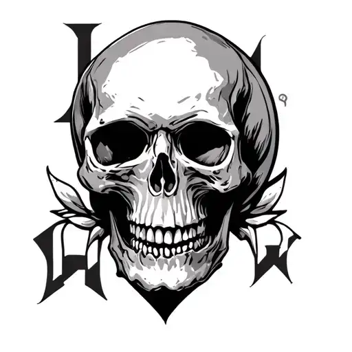 Skull With An H Letter Inside