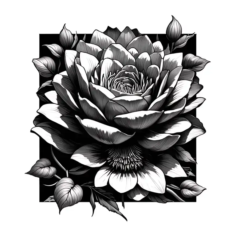 Water Lily And Poppy And Rose Intertwined