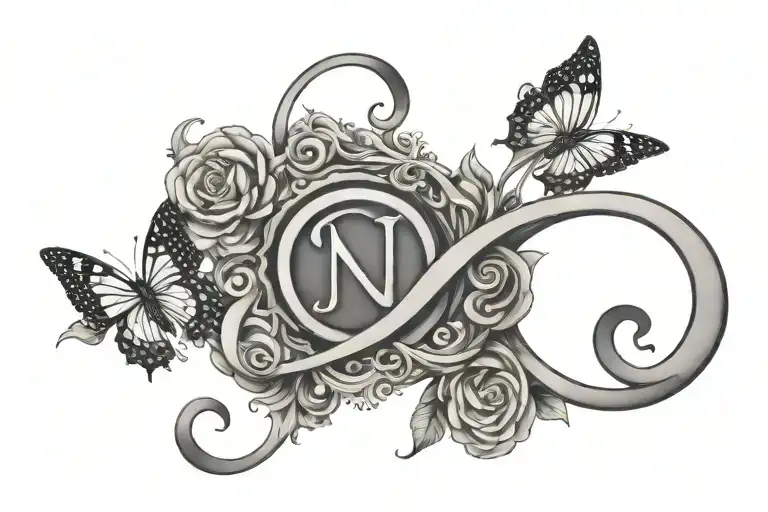 N N With Infinity Symbol For Female Simple Design
