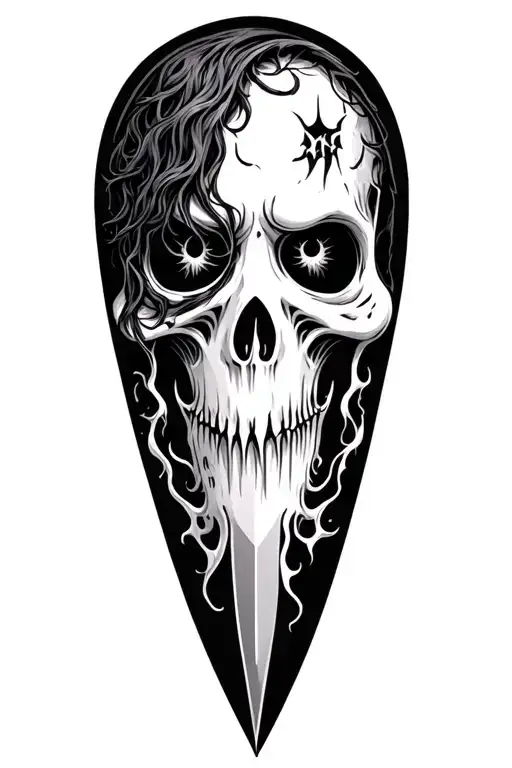 Ghost Face Knife Horror Tattoo Design Combining Other Horror Elements