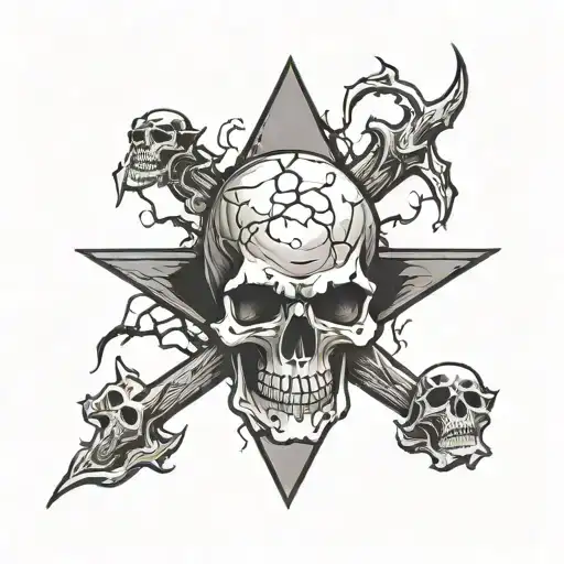 Graveyard Skull On Stake With Lightning Coming