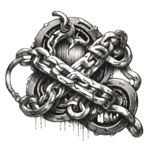 Broken Chain With Cursed Written Within Each Other