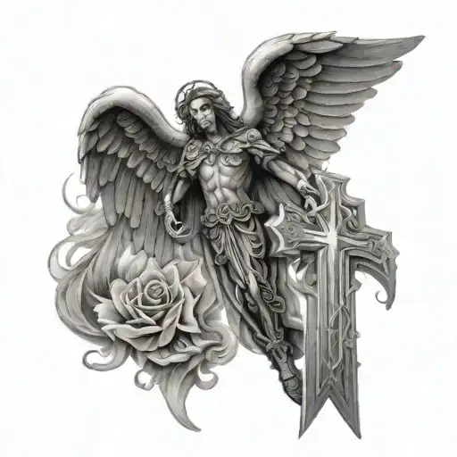 Guardian Angel Wings And A Cross