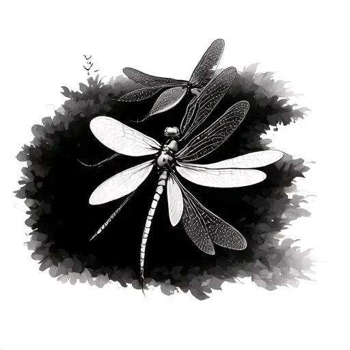 3 Dragonflies Floating Together