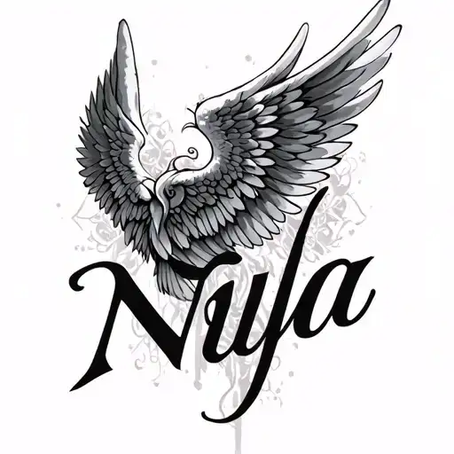 Angel Wings With The Name Nyla Between Them Goes