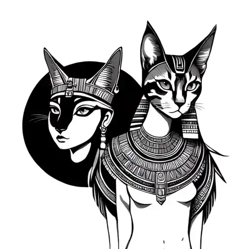 Egyptian Goddess Isis And Bastet