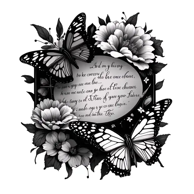 Bible Verse With Butterflies And Flowers And Cross