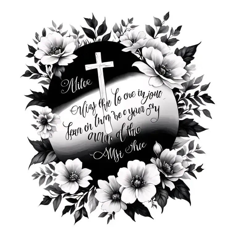 Bible Verse With Flowers And Cross