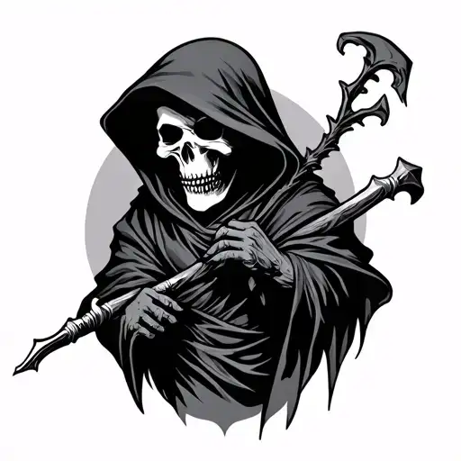 Simple Black And White Grim Reaper