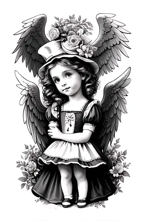 Child Like Alice In Wonderland With Angel Features