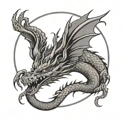 Korean Style Dragon In A Circle Biting Its Own Tail