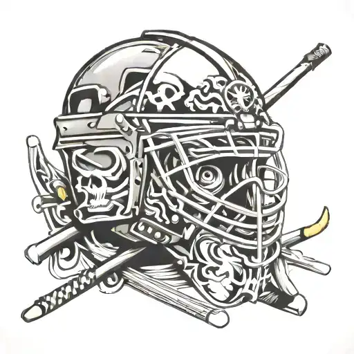 Hockey Goalie Helmet Jolly Roger With Goalie Sticks
