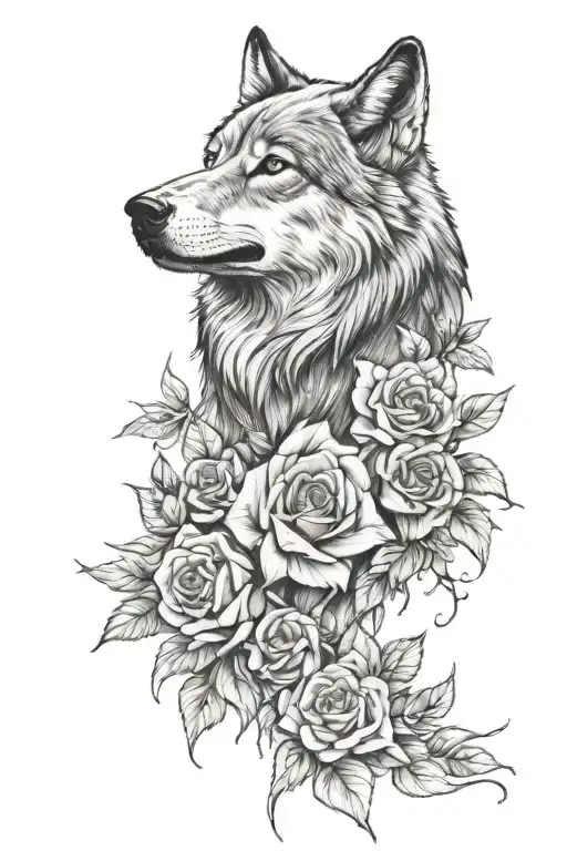 Wolf Blended By Roses