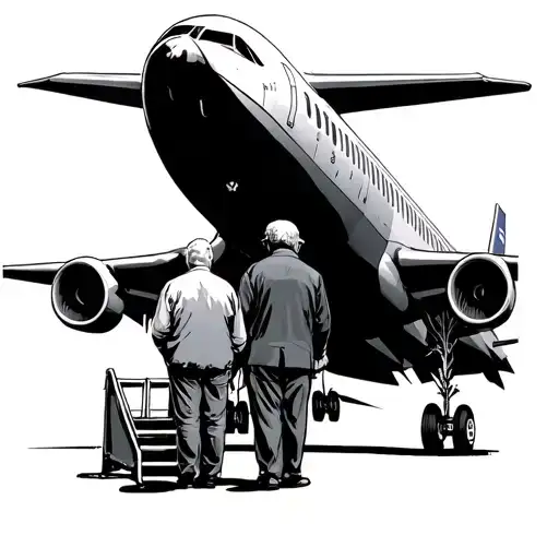 Airplane Taking Off With Me And My Grandfather Standing By The Threshold Watching