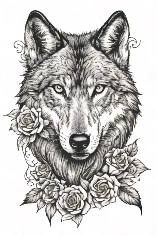 Wolf Blended By Roses