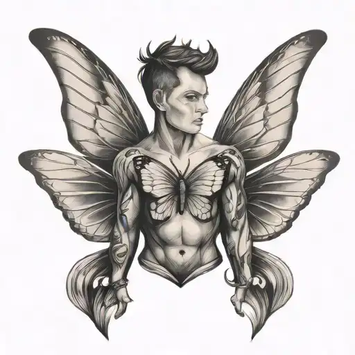 Gay Man With Butterfly Wings Symbol Of Coming Out