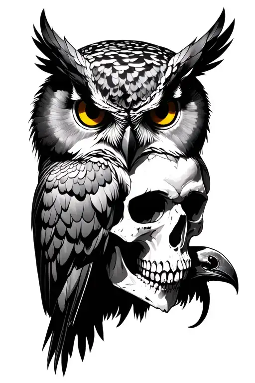 Owl And Crow Skull