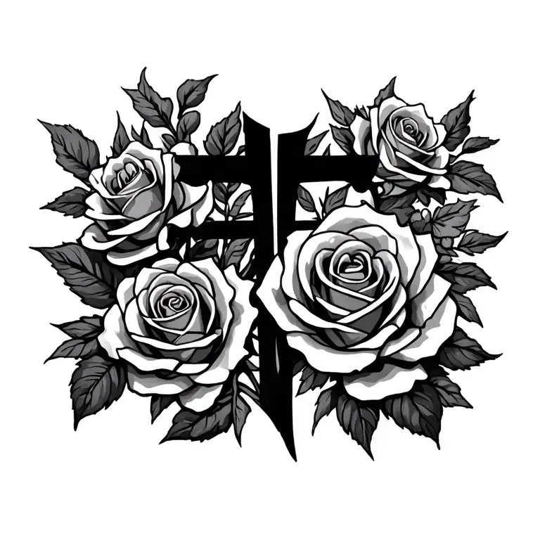Roses Surrounding Cross With