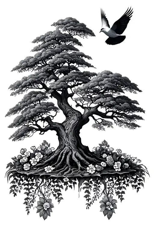 Poison Tree With A Dove Flying Half Sleeve