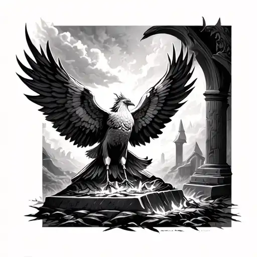 Phoenix Flying From The Ashes Of A Grave