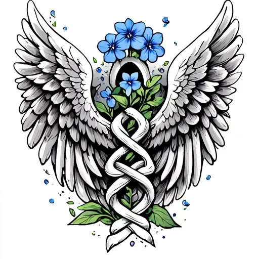 Angel Wings With Forget Me Knot Design Incorporating