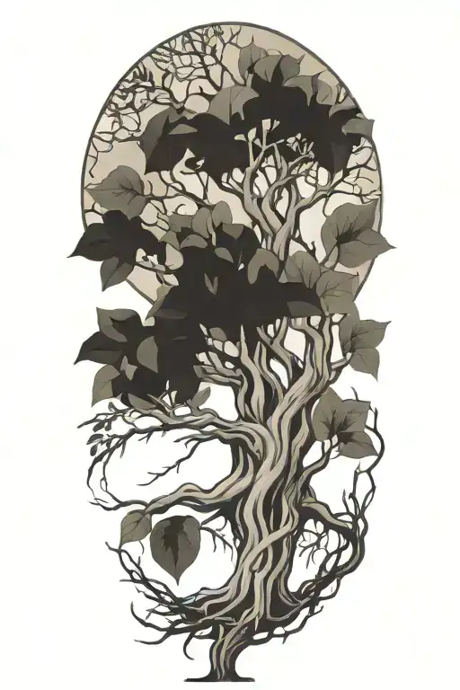 Half Sleeve Morton Bay Fig Tree With Roots