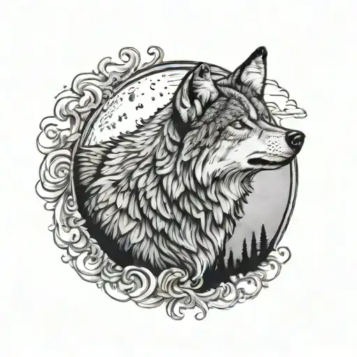 Lone Wolf Howling At The Moon