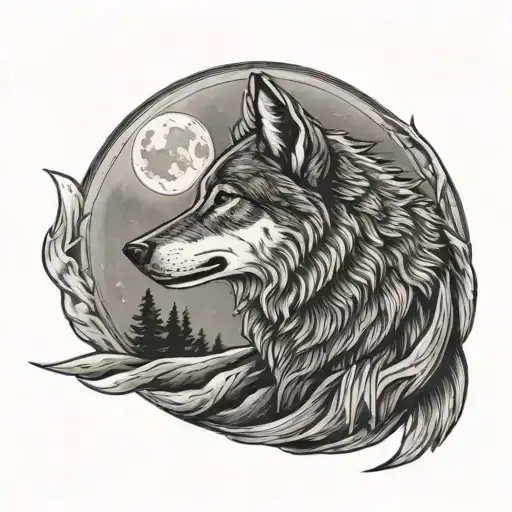 Lone Wolf Howling At The Moon