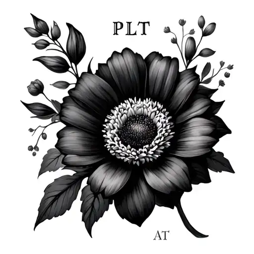 The Initials Plt Mixed With August Birth Flower