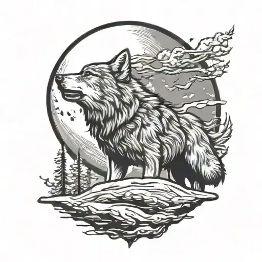 Lone Wolf Howling At The Moon