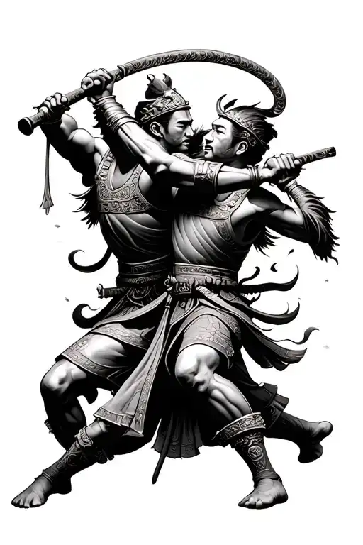 Chinese Stone Soldiers Fighting Each Other