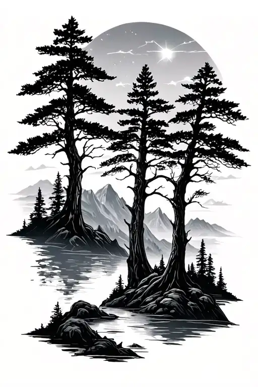 Trees And Mountains