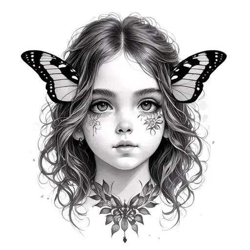 Girl Figure Butterfly Face
