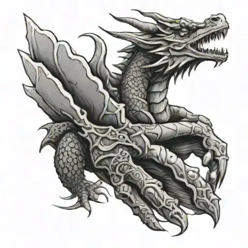 Dragon Hand Tattoo Wrapped Around Finger