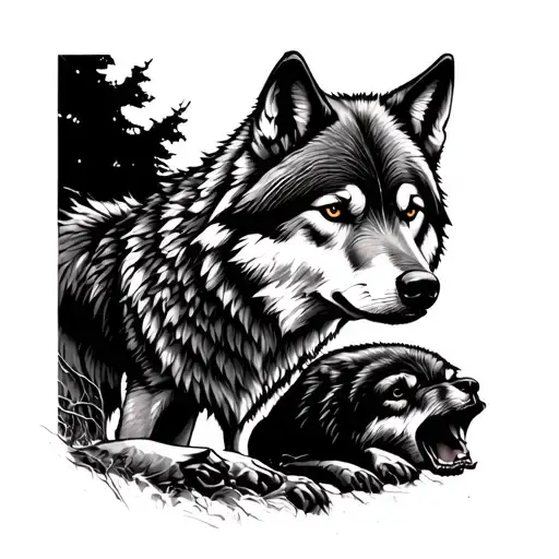 Wolves Stalking Their Prey