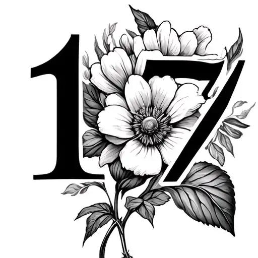 Numbers 1973 With A Flower Blooming