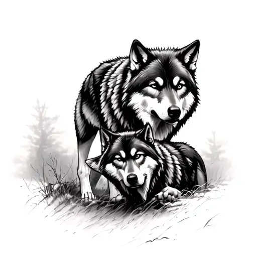 Wolves Stalking Their Prey