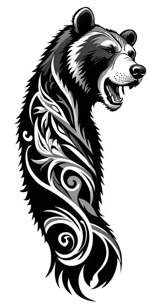 Tribal Bear Head Tattoo Holding