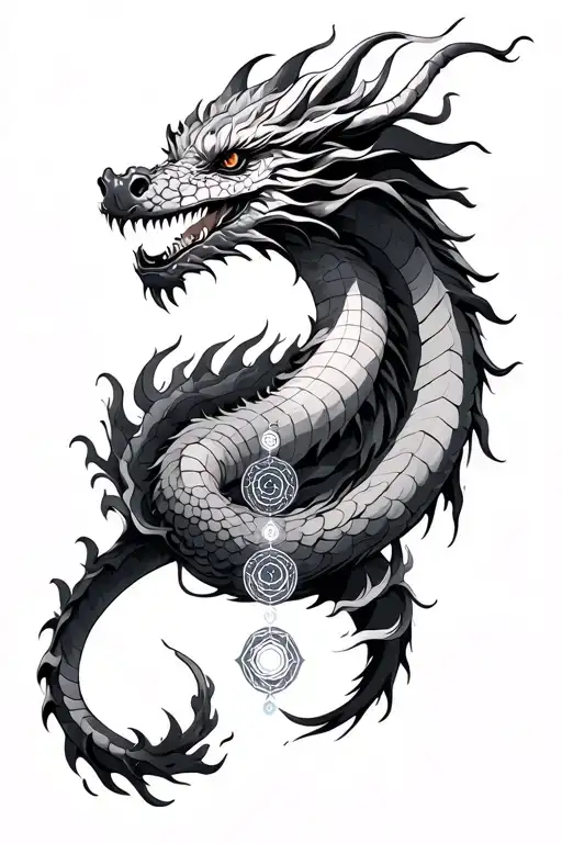 Dragon And Chakras Intertwined
