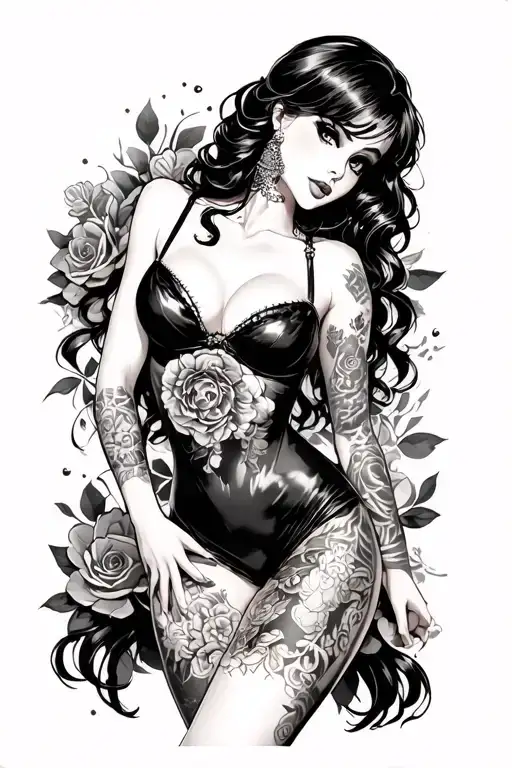 Sexy Anime Girl In Pinup Girl Dressed