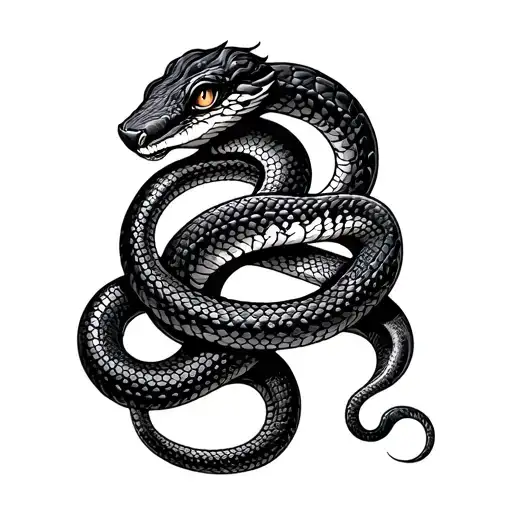 Neo Traditional Snake Around Knee