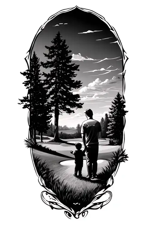 Father And Son Golf Course Landscape