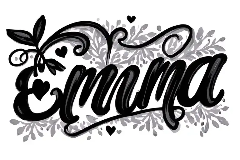 Bubble Font And Cursive Saying Emma With A Heart